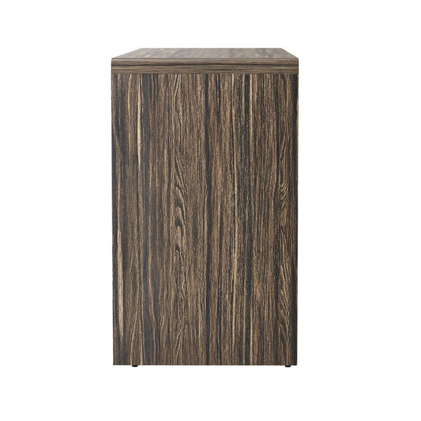 English Elm Sideboard with Fluted Drawer Fronts Push Open Handle Free Design for Dining Rooms Dark Walnut B365S00177