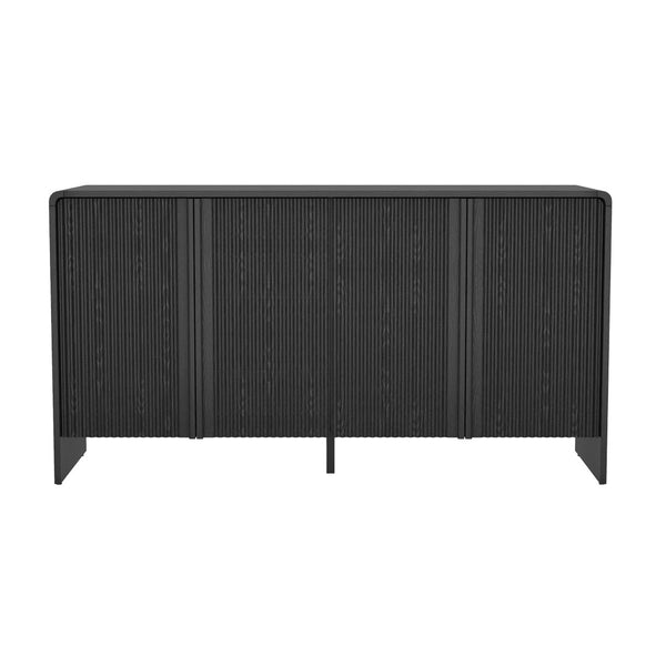 English Elm Sideboard with Fluted Drawer Fronts Push Open Handle Free Design for Dining Rooms Black B365S00178