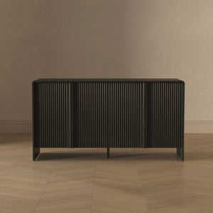 English Elm Sideboard with Fluted Drawer Fronts Push Open Handle Free Design for Dining Rooms Black B365S00178