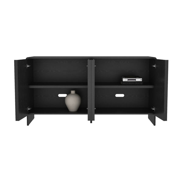 English Elm Sideboard with Fluted Drawer Fronts Push Open Handle Free Design for Dining Rooms Black B365S00178
