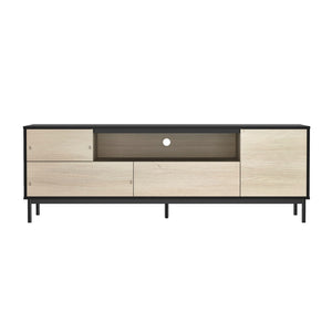 English Elm Tv Stand with Wood Laminate Top and Black Metal Frame for Modern Living Rooms B365S00179