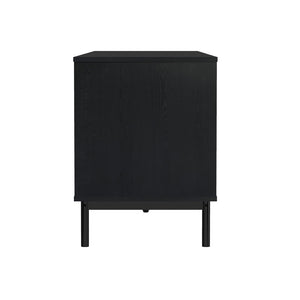 English Elm Tv Stand with Wood Laminate Top and Black Metal Frame for Modern Living Rooms B365S00179