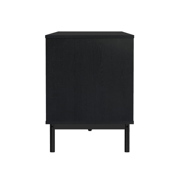 English Elm Tv Stand with Wood Laminate Top and Black Metal Frame for Modern Living Rooms B365S00179