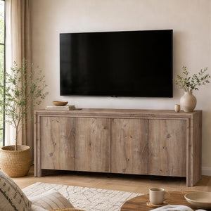 English Elm Sideboard 60 Inch Wood Grain Laminate Storage Cabinet for Dining and Living Rooms B365S00180