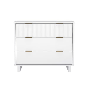 English Elm Dresser with Fluted Drawer Fronts Soft Close Glides and Elevated Base for Modern Bedrooms White B365S00181