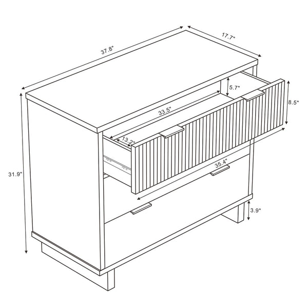 English Elm Dresser with Fluted Drawer Fronts Soft Close Glides and Elevated Base for Modern Bedrooms White B365S00181