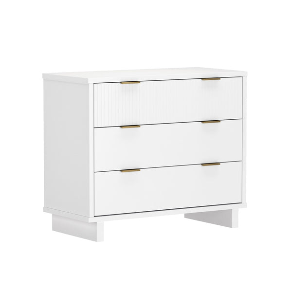 English Elm Dresser with Fluted Drawer Fronts Soft Close Glides and Elevated Base for Modern Bedrooms White B365S00181