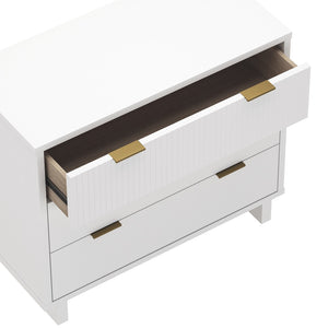 English Elm Dresser with Fluted Drawer Fronts Soft Close Glides and Elevated Base for Modern Bedrooms White B365S00181