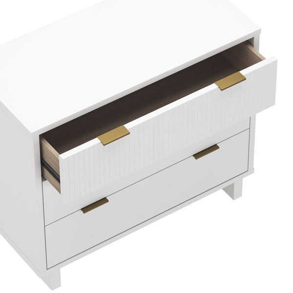 English Elm Dresser with Fluted Drawer Fronts Soft Close Glides and Elevated Base for Modern Bedrooms White B365S00181