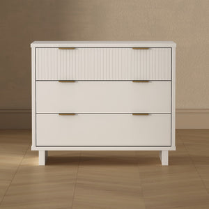 English Elm Dresser with Fluted Drawer Fronts Soft Close Glides and Elevated Base for Modern Bedrooms White B365S00181