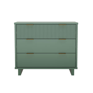 English Elm Dresser with Fluted Drawer Fronts Soft Close Glides and Elevated Base for Modern Bedrooms Sage Green B365S00183