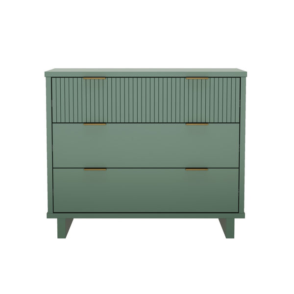 English Elm Dresser with Fluted Drawer Fronts Soft Close Glides and Elevated Base for Modern Bedrooms Sage Green B365S00183