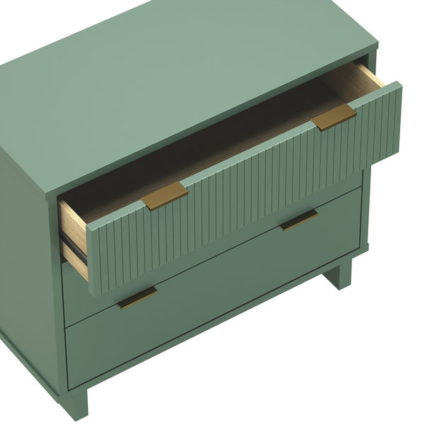 English Elm Dresser with Fluted Drawer Fronts Soft Close Glides and Elevated Base for Modern Bedrooms Sage Green B365S00183