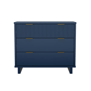 English Elm Dresser with Fluted Drawer Fronts Soft Close Glides and Elevated Base for Modern Bedrooms Midnight Blue B365S00184