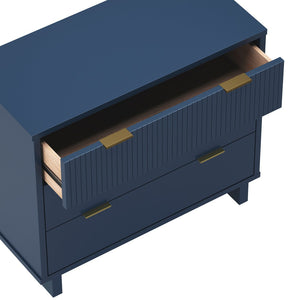 English Elm Dresser with Fluted Drawer Fronts Soft Close Glides and Elevated Base for Modern Bedrooms Midnight Blue B365S00184