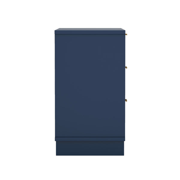 English Elm Dresser with Fluted Drawer Fronts Soft Close Glides and Elevated Base for Modern Bedrooms Midnight Blue B365S00184