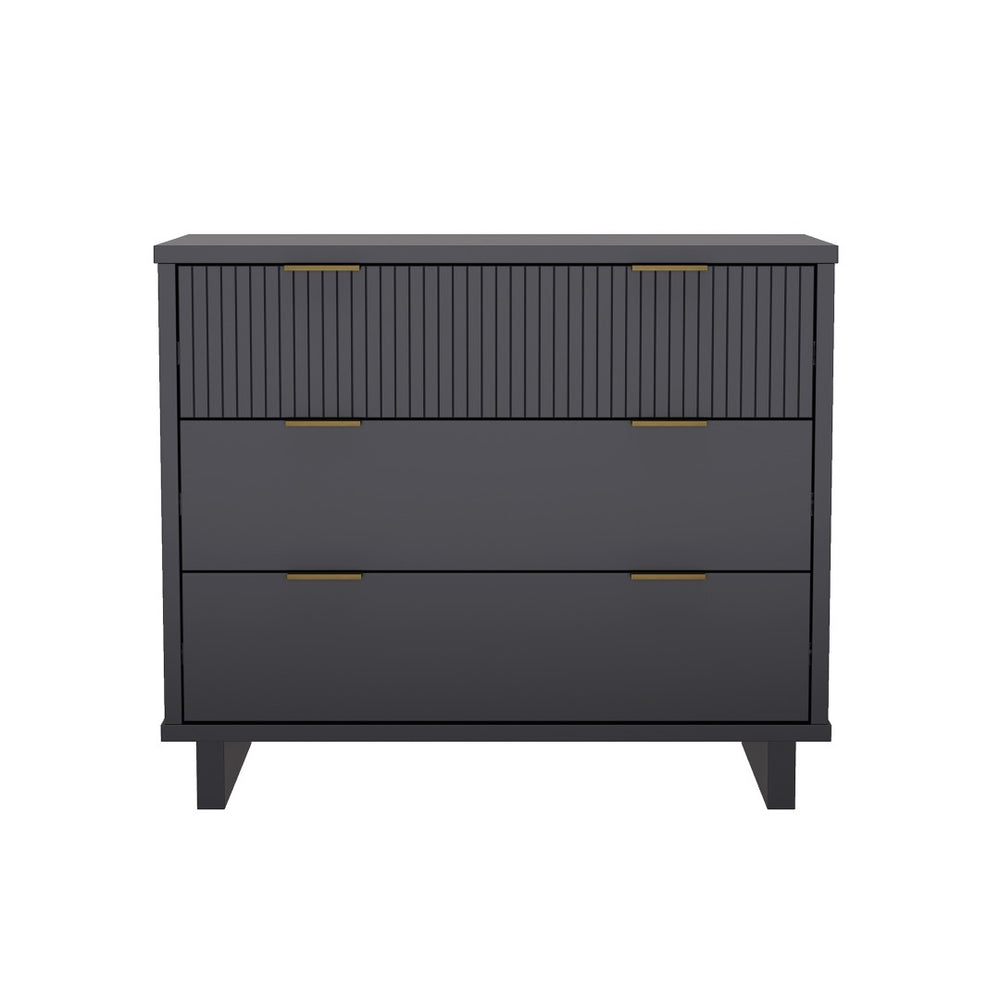 English Elm Dresser with Fluted Drawer Fronts Soft Close Glides and Elevated Base for Modern Bedrooms B365S00185