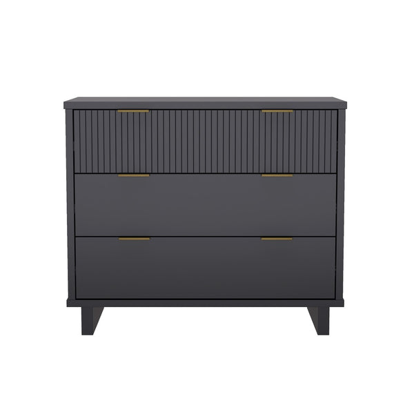 English Elm Dresser with Fluted Drawer Fronts Soft Close Glides and Elevated Base for Modern Bedrooms B365S00185