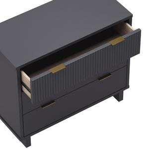 English Elm Dresser with Fluted Drawer Fronts Soft Close Glides and Elevated Base for Modern Bedrooms B365S00185