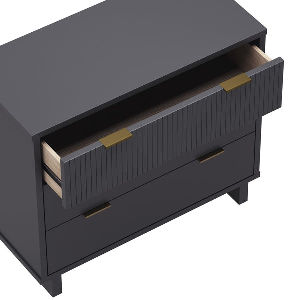 English Elm Dresser with Fluted Drawer Fronts Soft Close Glides and Elevated Base for Modern Bedrooms B365S00185