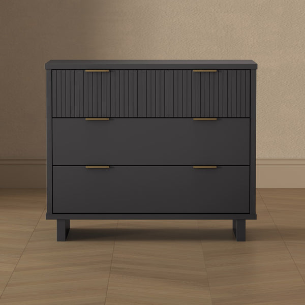 English Elm Dresser with Fluted Drawer Fronts Soft Close Glides and Elevated Base for Modern Bedrooms B365S00185