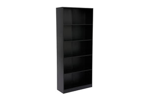 English Elm 5-tier Open Bookcase Slim Matte Black Finish Tall Vertical Shelving for Home Office B372P426656