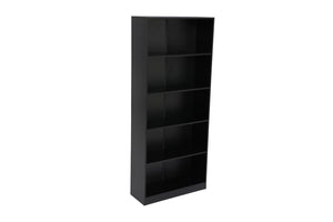English Elm 5-tier Open Bookcase Slim Matte Black Finish Tall Vertical Shelving for Home Office B372P426656