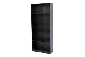 English Elm 5-tier Open Bookcase Slim Matte Black Finish Tall Vertical Shelving for Home Office B372P426656