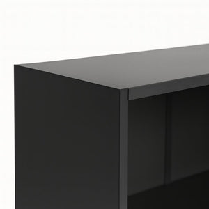 English Elm 5-tier Open Bookcase Slim Matte Black Finish Tall Vertical Shelving for Home Office B372P426656