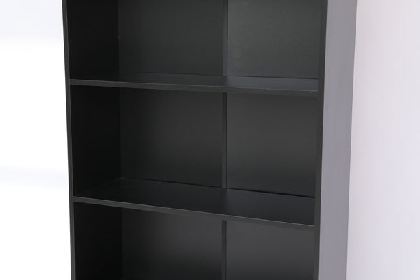 English Elm 5-tier Open Bookcase Slim Matte Black Finish Tall Vertical Shelving for Home Office B372P426656