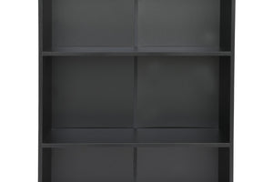 English Elm 5-tier Open Bookcase Slim Matte Black Finish Tall Vertical Shelving for Home Office B372P426656