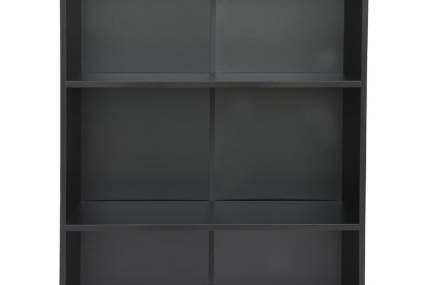 English Elm 5-tier Open Bookcase Slim Matte Black Finish Tall Vertical Shelving for Home Office B372P426656