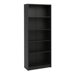 English Elm 5-tier Open Bookcase Slim Matte Black Finish Tall Vertical Shelving for Home Office B372P426656
