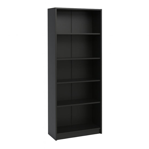 English Elm 5-tier Open Bookcase Slim Matte Black Finish Tall Vertical Shelving for Home Office B372P426656