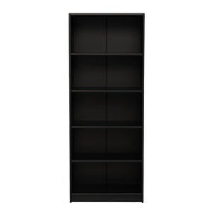 English Elm 5-tier Open Bookcase Slim Matte Black Finish Tall Vertical Shelving for Home Office B372P426656