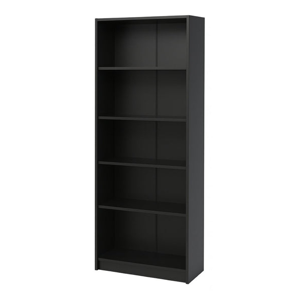 English Elm 5-tier Open Bookcase Slim Matte Black Finish Tall Vertical Shelving for Home Office B372P426656