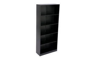 English Elm 5-tier Open Bookcase Slim Matte Black Finish Tall Vertical Shelving for Home Office B372P426656