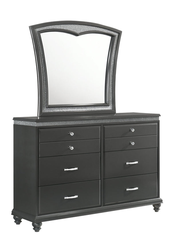 English Elm Frampton Gray Dresser with Shimmer Band, Crystal Pulls, Dovetail Drawers & Kenlin Guides, 61.8" L B132P165393