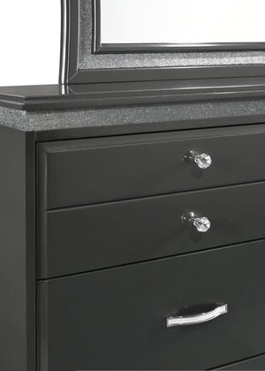 English Elm Frampton Gray Dresser with Shimmer Band, Crystal Pulls, Dovetail Drawers & Kenlin Guides, 61.8" L B132P165393