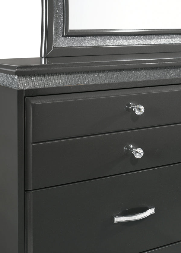 English Elm Frampton Gray Dresser with Shimmer Band, Crystal Pulls, Dovetail Drawers & Kenlin Guides, 61.8" L B132P165393