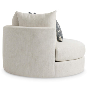 Bernhardt Ferris Oversized Round Swivel Lounge Chair with Shelter Back and Throw Pillows