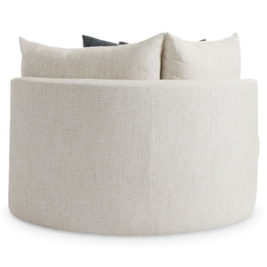 Bernhardt Ferris Oversized Round Swivel Lounge Chair with Shelter Back and Throw Pillows