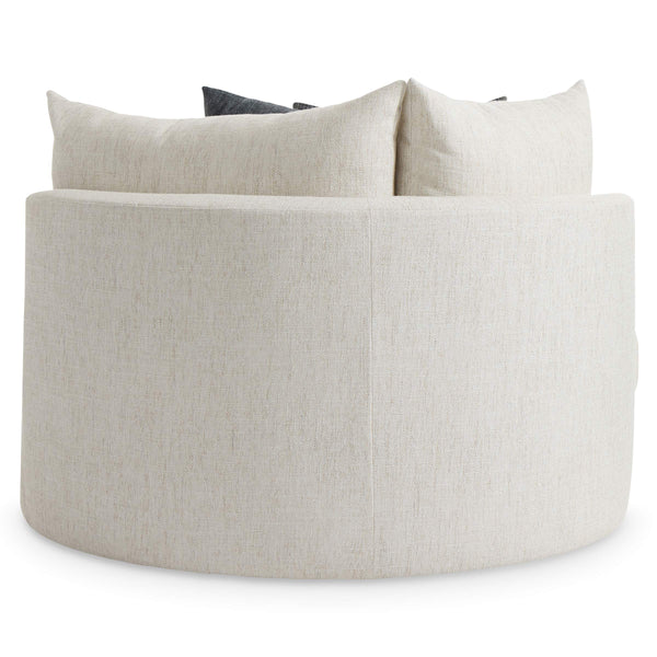 Bernhardt Ferris Oversized Round Swivel Lounge Chair with Shelter Back and Throw Pillows