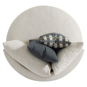 Bernhardt Ferris Oversized Round Swivel Lounge Chair with Shelter Back and Throw Pillows