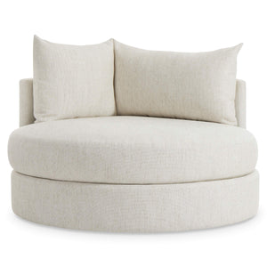 Bernhardt Ferris Oversized Round Swivel Lounge Chair with Shelter Back and Throw Pillows