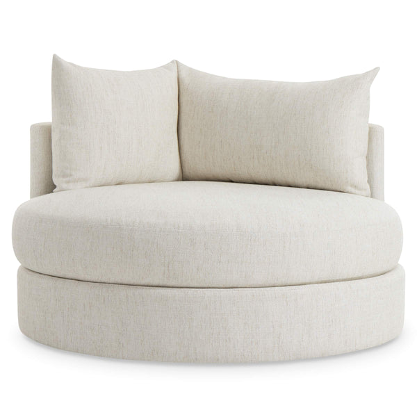 Bernhardt Ferris Oversized Round Swivel Lounge Chair with Shelter Back and Throw Pillows