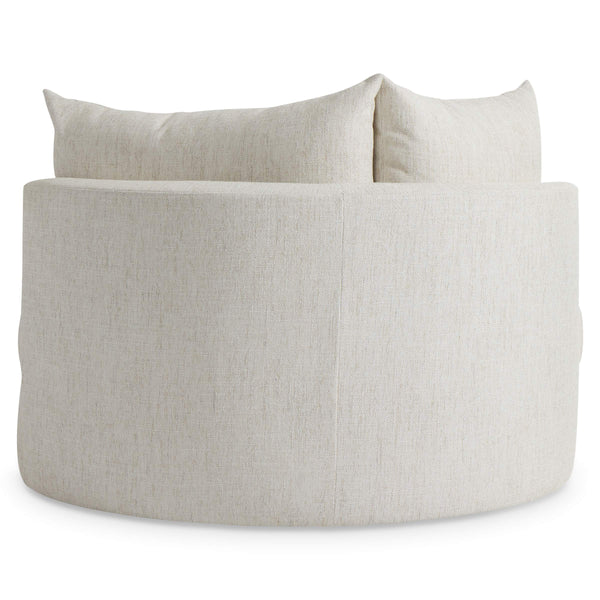 Bernhardt Ferris Oversized Round Swivel Lounge Chair with Shelter Back and Throw Pillows