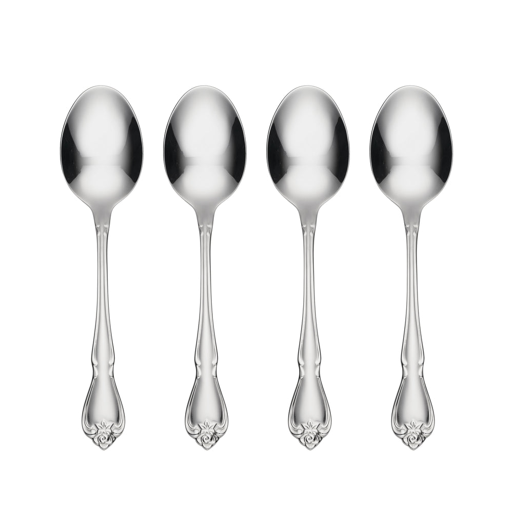 Lenox Rose Vintage Floral Stainless Steel Spoon Set with Mirror Polish Finish for Elegant Dining Table Teaspoon B552004E