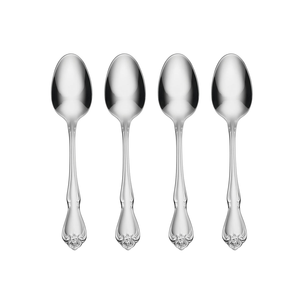 Lenox Rose Vintage Floral Stainless Steel Spoon Set with Mirror Polish Finish for Elegant Dining Table Teaspoon B552004E
