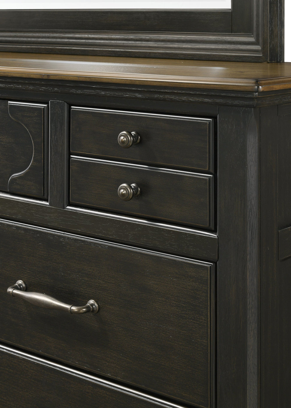 English Elm Hamilton Chest - Elegant Vintage-Style Black Storage With Nutmeg Top For Bedroom & Hallway Decor B132P162201
